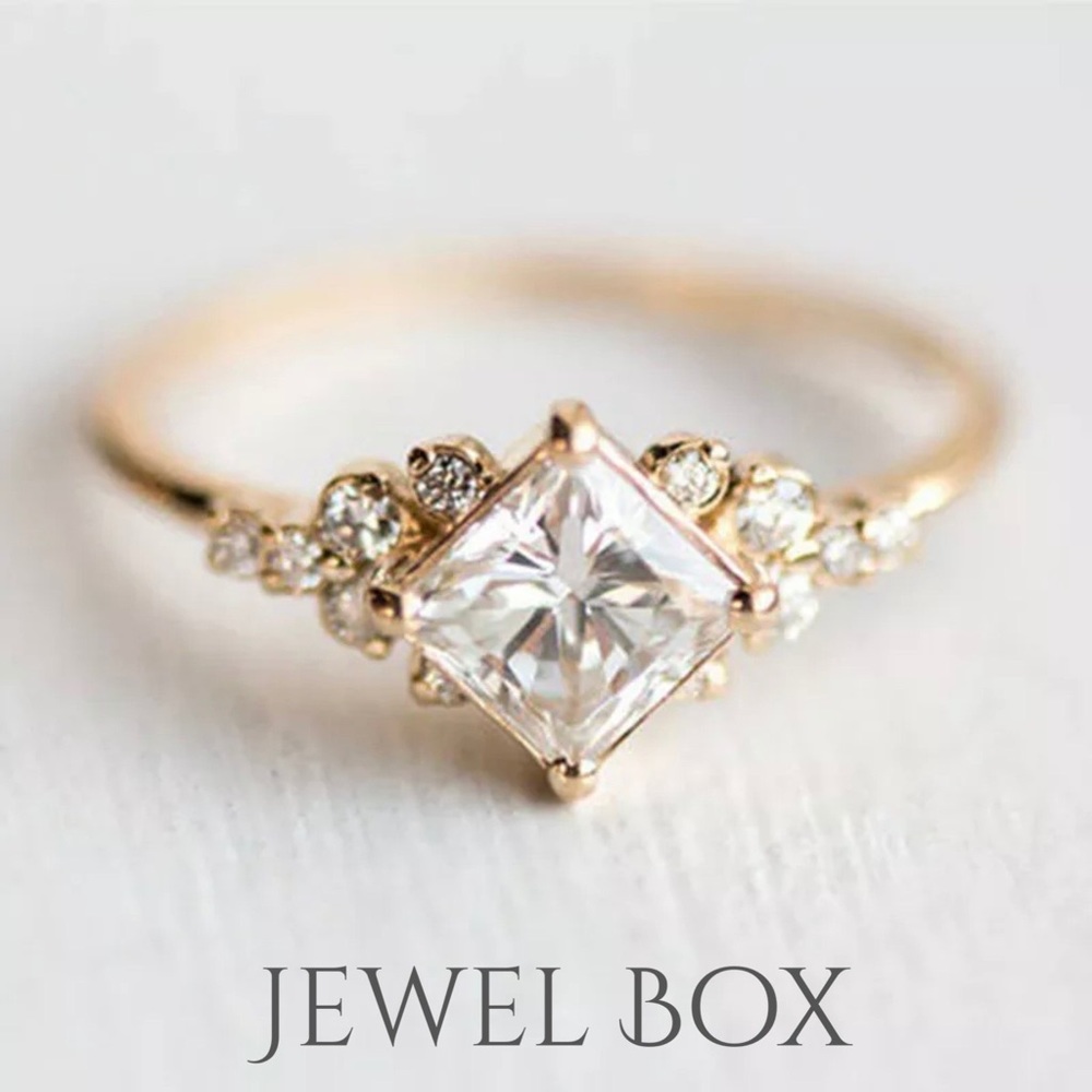 14k yellow gold diamond ring 1 CT princess bridal